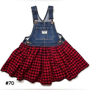 OshKosh B’gosh, Overall Jean Dress with Buffalo Plaid- Size 4T